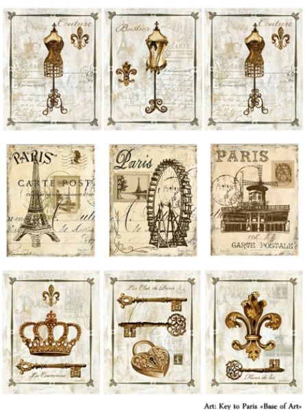 Декупажные карты Key to Paris Base of Art новые тонкие